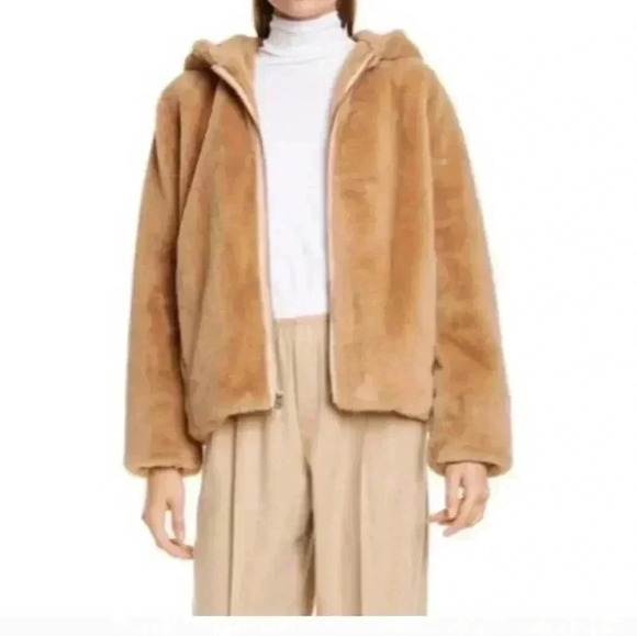 Vince Faux Fur Zip Hoodie - extra small, Sand Dollar - Picture 6 of 12